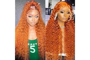 HOILOXA 30 Inch Ginger Lace Front Wigs Human Hair 13x6 Deep Wave Wig Orange Ginger Wig Human Hair Pre Plucked 350 Deep Curly Hd Lace Front Wigs for Women 180% Density Wet Wavy Deep Curly Frontal Wigs