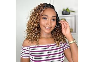 YEWELL Goddess BoxBraids Crochet Hair 10'' Boho Crochet BoxBraids With Curly Ends,9 Packs Bohomian BoxBraids Crochet Hair For Black Women Pre Looped BoxBraids Crochet Hair (10'',1B/30/27)