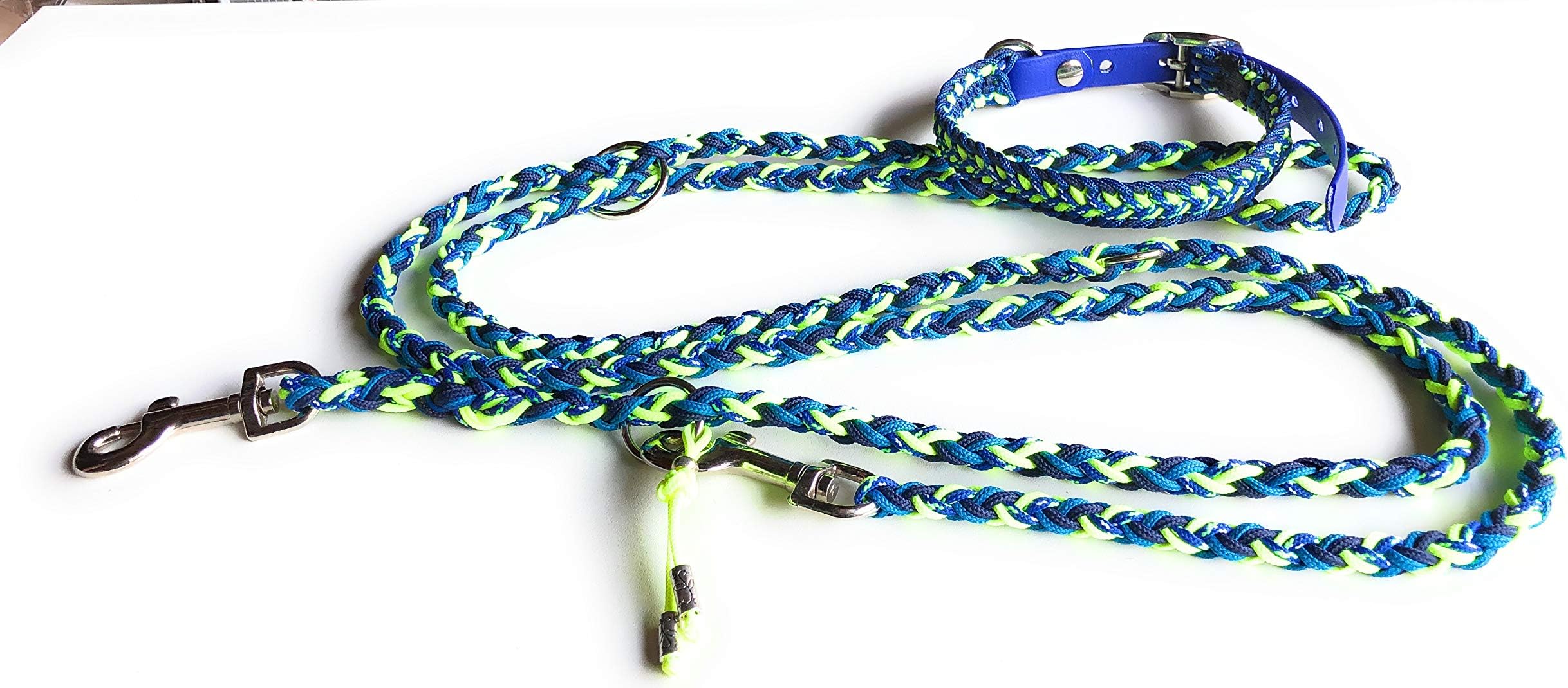 Viva Nature handmade adjustable dog collar with lead set,41-52 cm, paracord-PP-braid, collar braid for dog