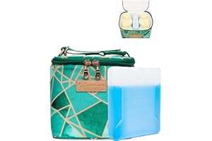 SARAH WELLS Cold Gold Breastmilk Cooler Bag with Safety Tested Ice Pack – Insulated Milk Storage for Work, Travel & Daycare – Fits Bottles & Parts – Durable, Washable, Cooler for Moms (Limited Edition Mosaic)