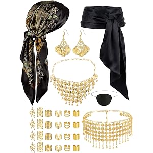 Womens Pirate Costume Accessories Set for Halloween Ren Faire Party Cosplay