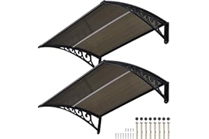 Yescom 39"X29" Window Awning Door Canopy Rain Cover UV Protect PC Sheet Brown 2 Pack