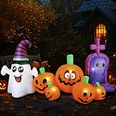 3.7Ft Halloween Inflatable Tombstones Haunted House Prop LED Lights for Halloween Party Holiday Indoor Outdoor Garden Lawn Yard Decorations