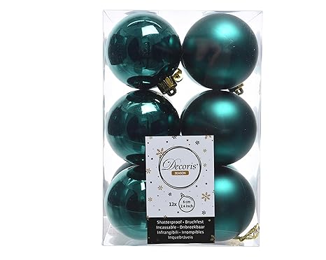 Peragashop 12 Boules De Noël Vert émeraude 6 Cm Arbre De