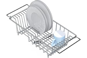 SimpleHouseware Over Sink Counter Top Dish Drainer Drying Rack, Chrome