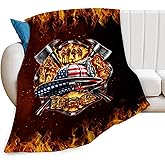 Lureix Firefighter Blanket, Fire Fighter Throw Blankets, Fireman Gifts for Men Firefighters Lover Women Boys Girls Adult Cozy Fleece Flannel Bedding Stuff Plush for Couch Sofa Bed Decor 50"X40"