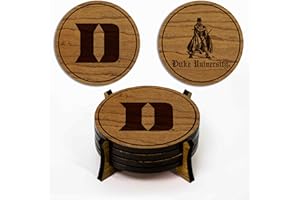 LazerEdge Duke Blue Devils Wooden Coaster Set - Cherry Wood - Officially Licensed Product - 4-Pack