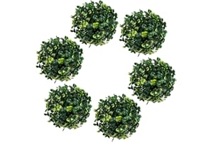 Azure Zone, Pack of 6 4" Artificial Boxwood Topiary Ball Green Plant Balls Decorative Greenery Filler Ball for Garden Home