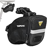 Topeak Aero Wedge Pack Small Saddle Bag with QuickClick F25 Mount, 0.66L | Slim Shape Holds Tube and Tools | Clicks On and Off in Seconds | Reflective Strip and Light Clip | 105 g