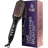 Professional Dual Voltage Hair Straightener Brush, Hair Straightening Brush w/Ions for Healthy, Anti Frizz, Flat Iron Comb w/ 16 Temps, Fast Heating, Styling Hot Dryer for Women