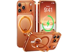 CASEKOO Cosmic Orange Glossy for iPhone 17 Pro Max Case [360 Spin Magnetic Stand][Fit for MagSafe][17FT Military Protection] Slim Polished for iPhone 17 Pro Max Case with Stand 6.9", Cosmic Orange