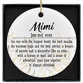 Sviojuce Mimi Ceramic Ornaments Gifts for Grandma, Mimi Christmas Tree Car Hanging Ornament Decorative, Best Grandma Gifts for Christmas from Grandkids Grandson Granddaughter Holiday Decor