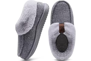COFACE Women's Memory Foam House Slippers Arch Support Moccasin Winter Shoes Ladies Warm Fuzzy Faux Fur Collar With Indoor Outdoor Rubber Sole
