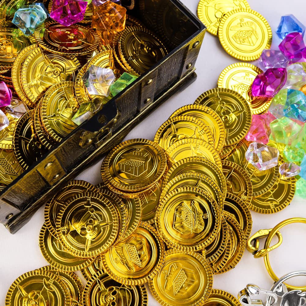 Pirate Treasure Chest Toys Kids Storage Pirate Treasure Chest Adventurous Treasure Box with Lock Toy Treasure Chest Box for Kids Boys for Props Party Favors Decoration
