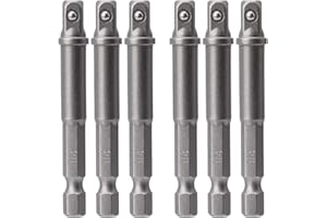 OIIKI 6 Pack 1/4 inch Square Socket Adapter Bit Set, Impact Driver Power Bits for Automotive DIY-1/4 Hex Shank