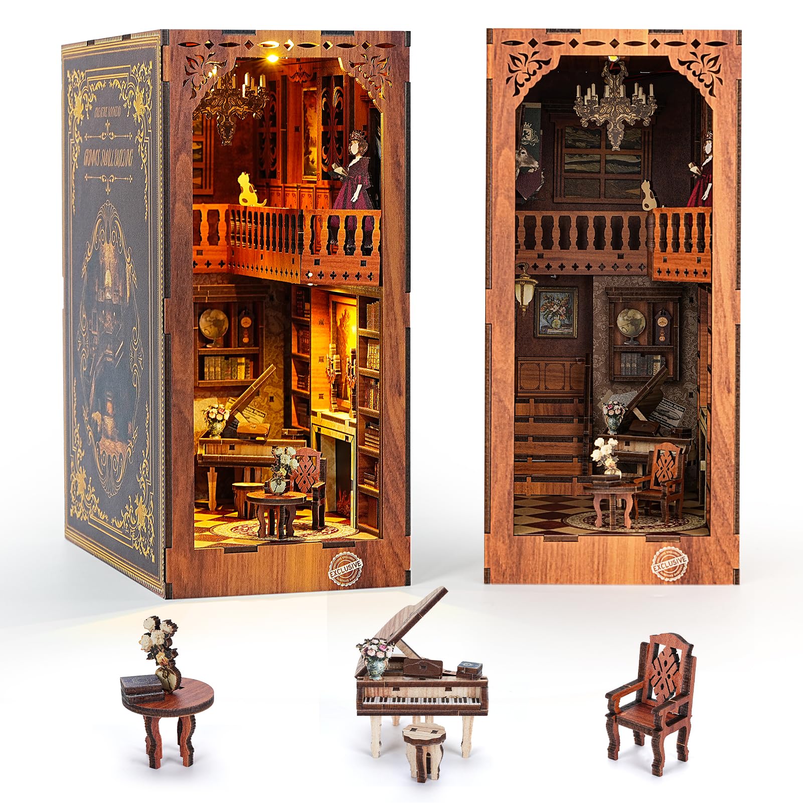 thumbnail image 2 of Book Nook Kits For Adults STRUCWOOD DIY Book Nook Kit With Magic Wand, 3D Wooden Puzzle, DIY Dollhouse Miniature Booknook Kit Creative Bookend Bookshelf Decor For Adults Teens -Magic Wand Shop(SQ-51 Harry 2 of 9