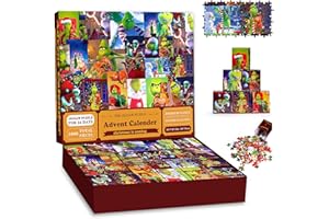 DYMUCHI Christmas Advent Calendar Jigsaw Puzzle 1000pcs for Adult,24 Days Christmas Countdown Calendar Puzzles,Puzzle Advent Calendar 2024 Gifts for Kids