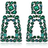 Flyonce Rectangle Dangle Earrings for Women, Rhinestone Crystal Geometric Statement Earring Fashion Jewelry
