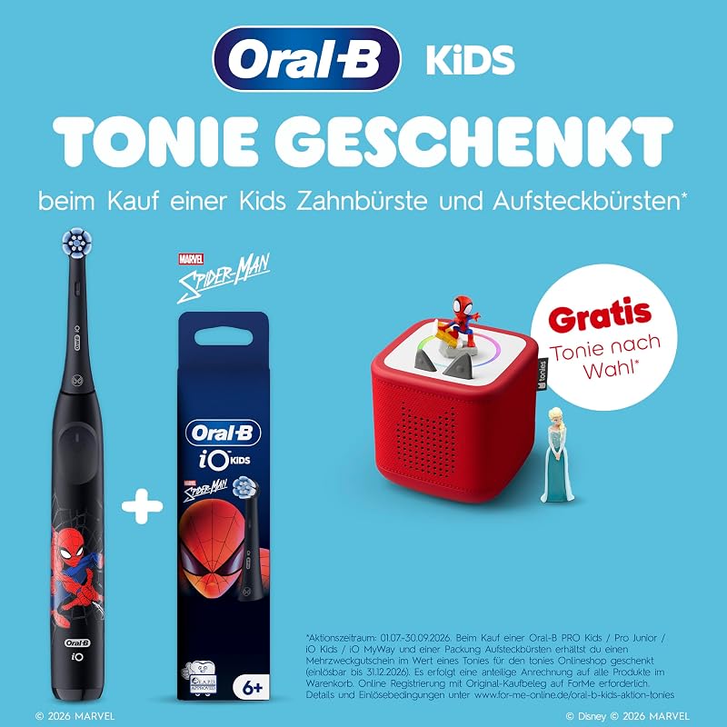 iO Aufsteckbürsten Kids 6+ Marvel Spiderman, Schwarz, 8 Stück