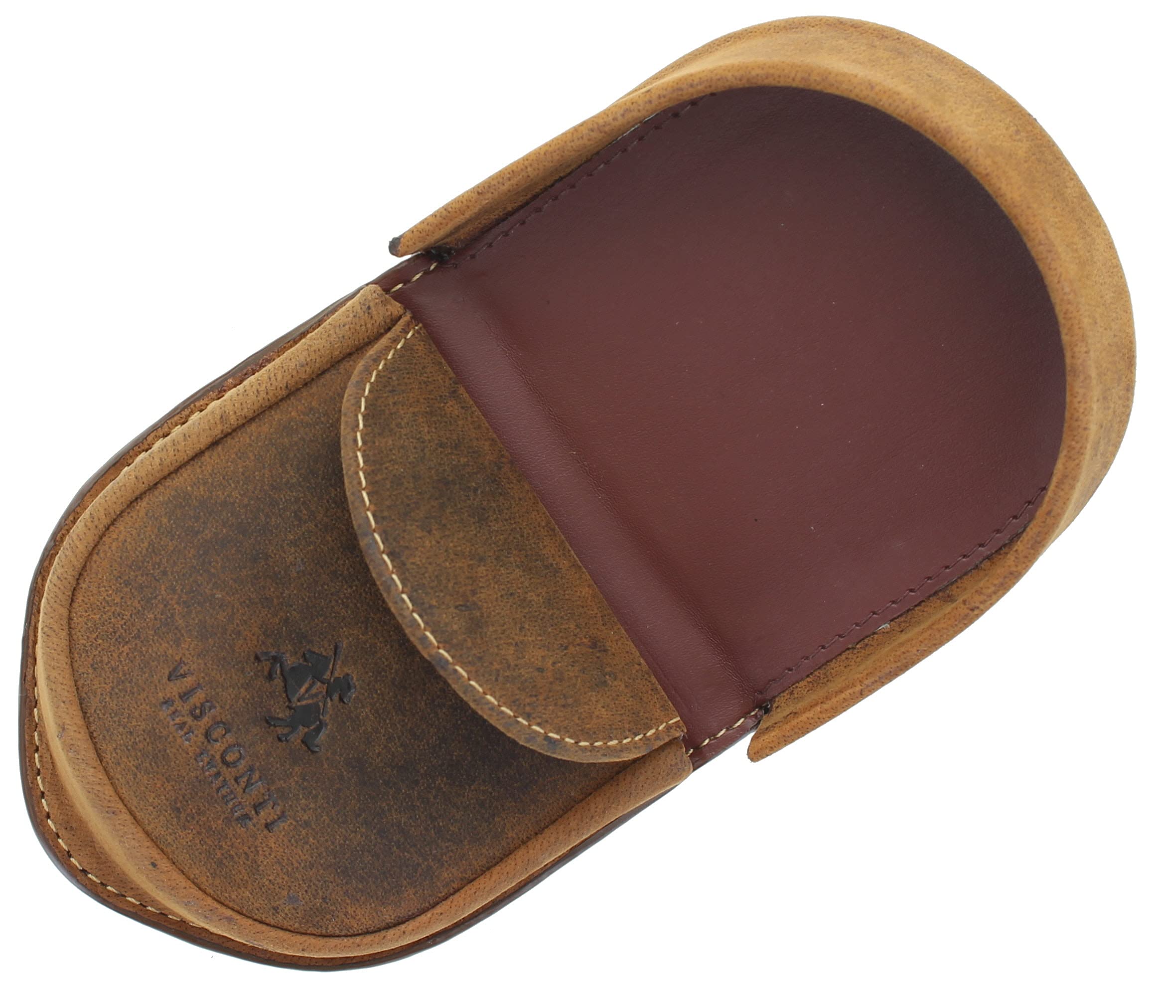 Visconti Monza Collection Vegetable Tanned Leather Tray Coin Purse TRY6 Oil Tan
