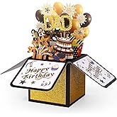 Happy Birthday Pop Up Card for Dad, 3D Birthday Gift Box with Envelopes Colorful Balloon Fireworks Creative Gifts Ideas from Son Daughter for Male Dad Stepfather Godfather