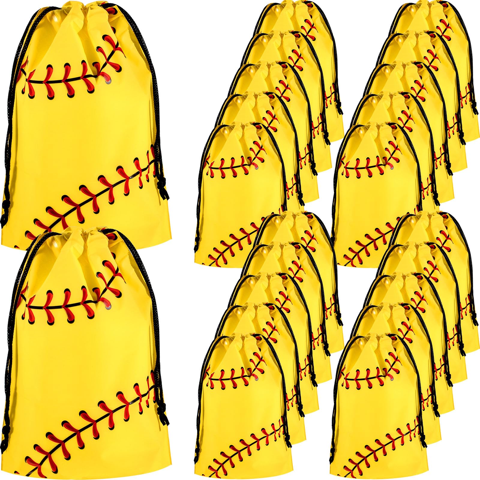 Photo 1 of Silkfly 25 Pack Softball Snack Drawstring Bags Small Snack Plastic Goodie Gift Bags Party Favor for Sport Party Supplies, 6 x 8 Inch