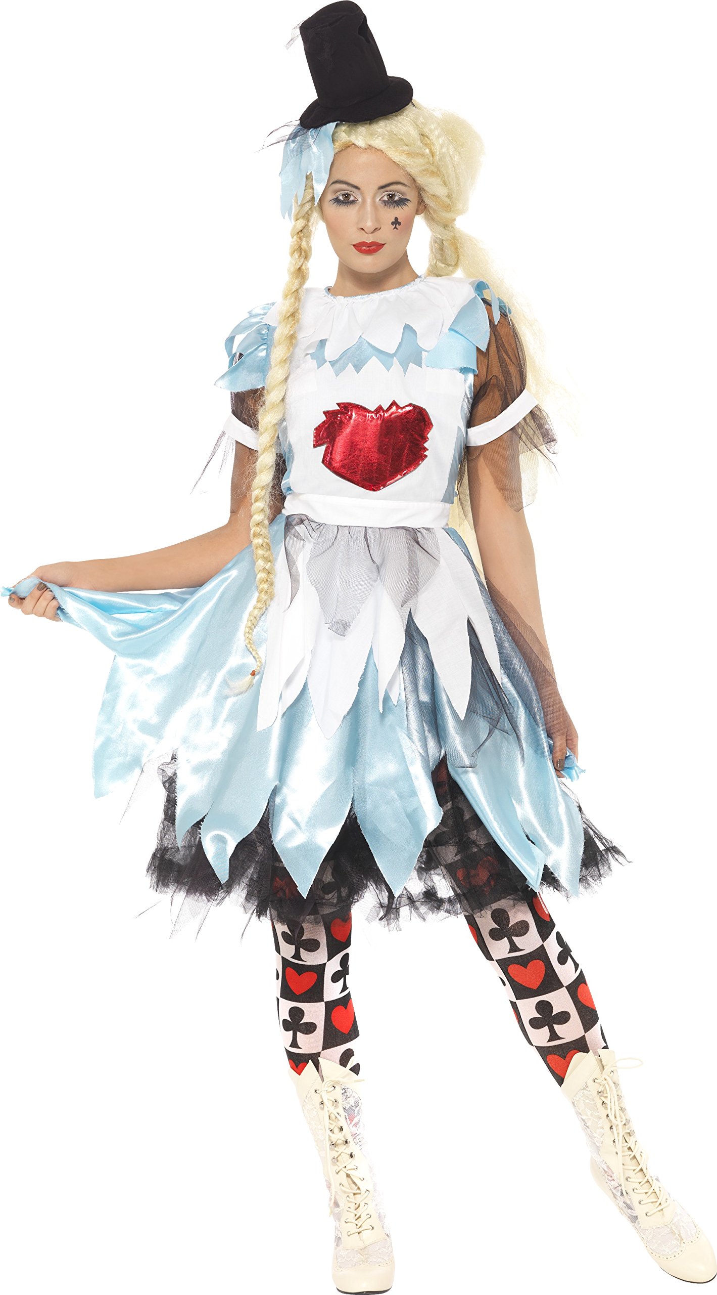 Smiffy's Women's Alice in Blunderland Costume, Dress and Hat, Once Upon a Nightmare, Size: 8-10, Colour: Mixed, 28034