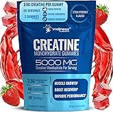Creatine Gummies 5000mg, 30 Servings Creatine Monohydrate Gummies - Third-Party Tested Creatine for Women, Strawberry Flavor Creatine for Men, Muscle Growth, Strength, and Recovery - Pack of 1