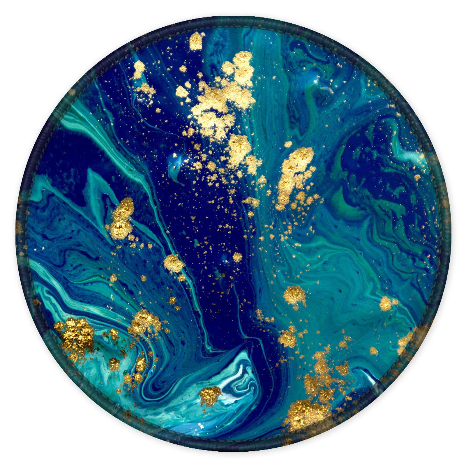 ITNRSIIET Mouse Mat Small Round Mouse Pad with Stitched Edge, Waterproof Smooth Surface Premium-Textured Mousepad with Non-Slip Rubber Base, for PC Laptop Office&Home, Blue Green Marbling