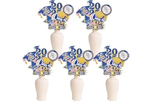 Zienlay 30 Pack Graduation Decorations 2025, Class of 2025 Grad Party Decorations - Blue and Gold Graduation Centerpieces Sticks for Tables, Grad Decor Supplies, Table Toppers for College High School