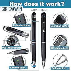 SIRGAWAIN Mini Spy Camera Hidden Camera Pen 1080p