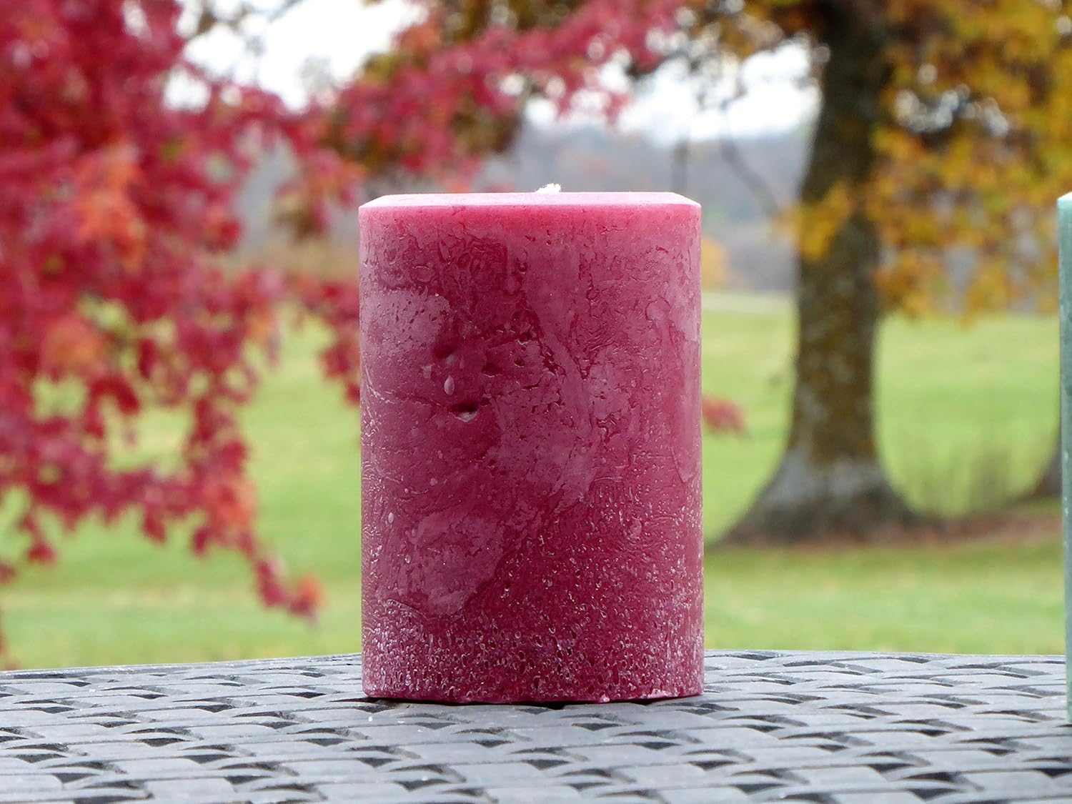 Burgundy Candle Unscented Rustic Extra Big 4" Wide