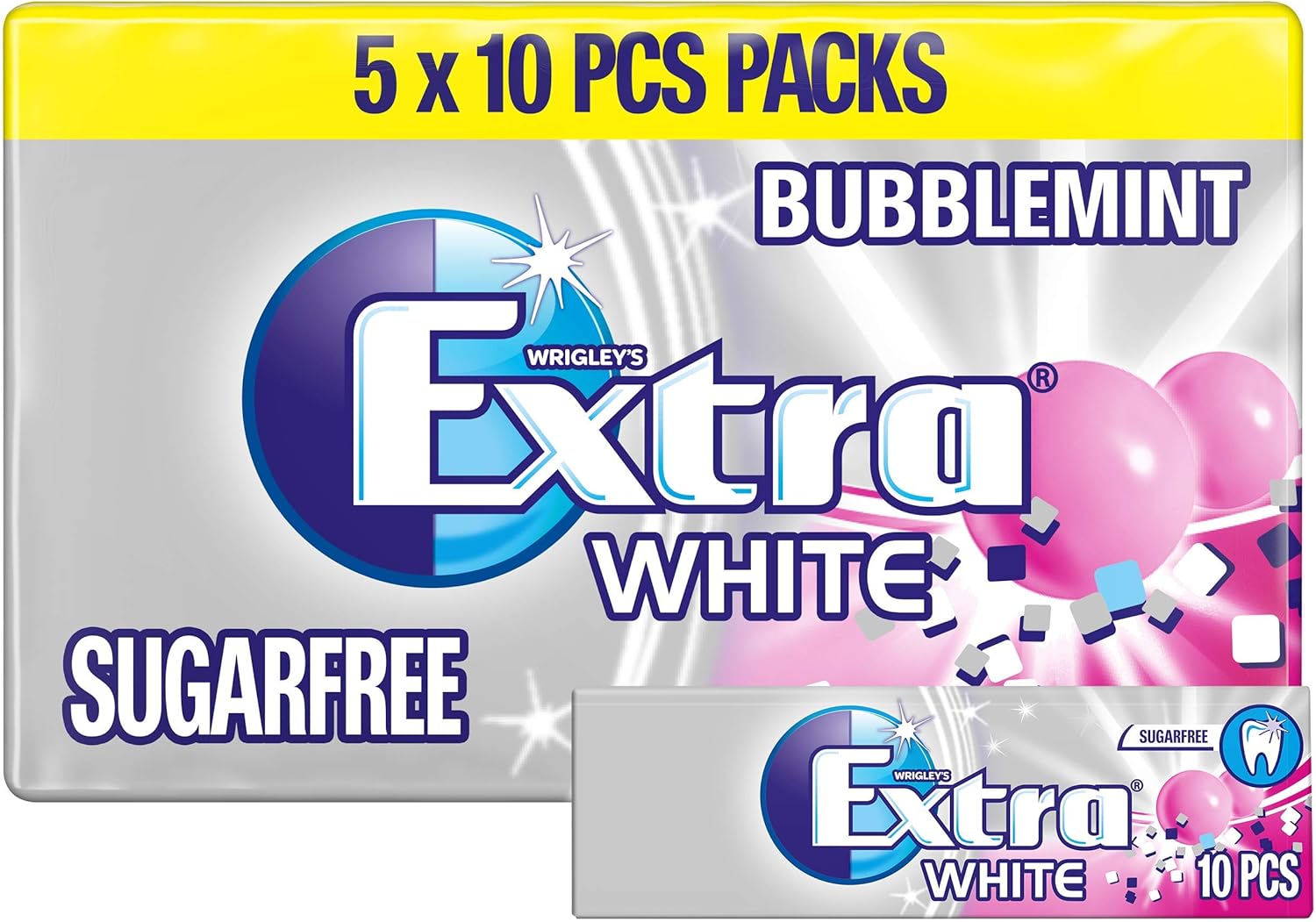 Extra White Bubblemint Chewing Gum Multipack 6 x 10 Pieces Amazon.co