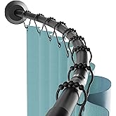 Zenna Home Matte Black, Curved Shower Curtain Rod, Tension or Permanent Mount, Easy Install, Rounded for Extra Room, 50 to 72 Inches