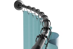 Zenna Home Rustproof Curved Shower Curtain Rod, No Drill Tension or Permanent Mount Adjustable Curved Shower Rod for Bathroom, Easy Install, Rounded for Extra Room, 50 to 72 Inches, Matte Black