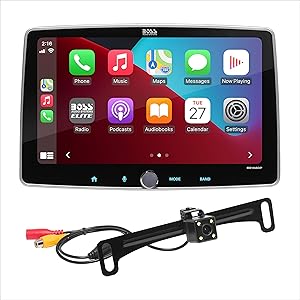 BOSS Audio Systems BE10ACP-C - Apple CarPlay, Android Auto, Single Din Chassis with Double DIN Conversion Brackets, Detachable 10 Inch Touchscreen, Bluetooth, No DVD, RGB Illumination, Rear Camera