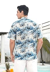 Mens Hawaiian Shirts Cotton Short Sleeve Button