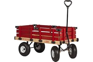 Millside Industries Classic Wood Wagon with Red Removable Wooden Racks