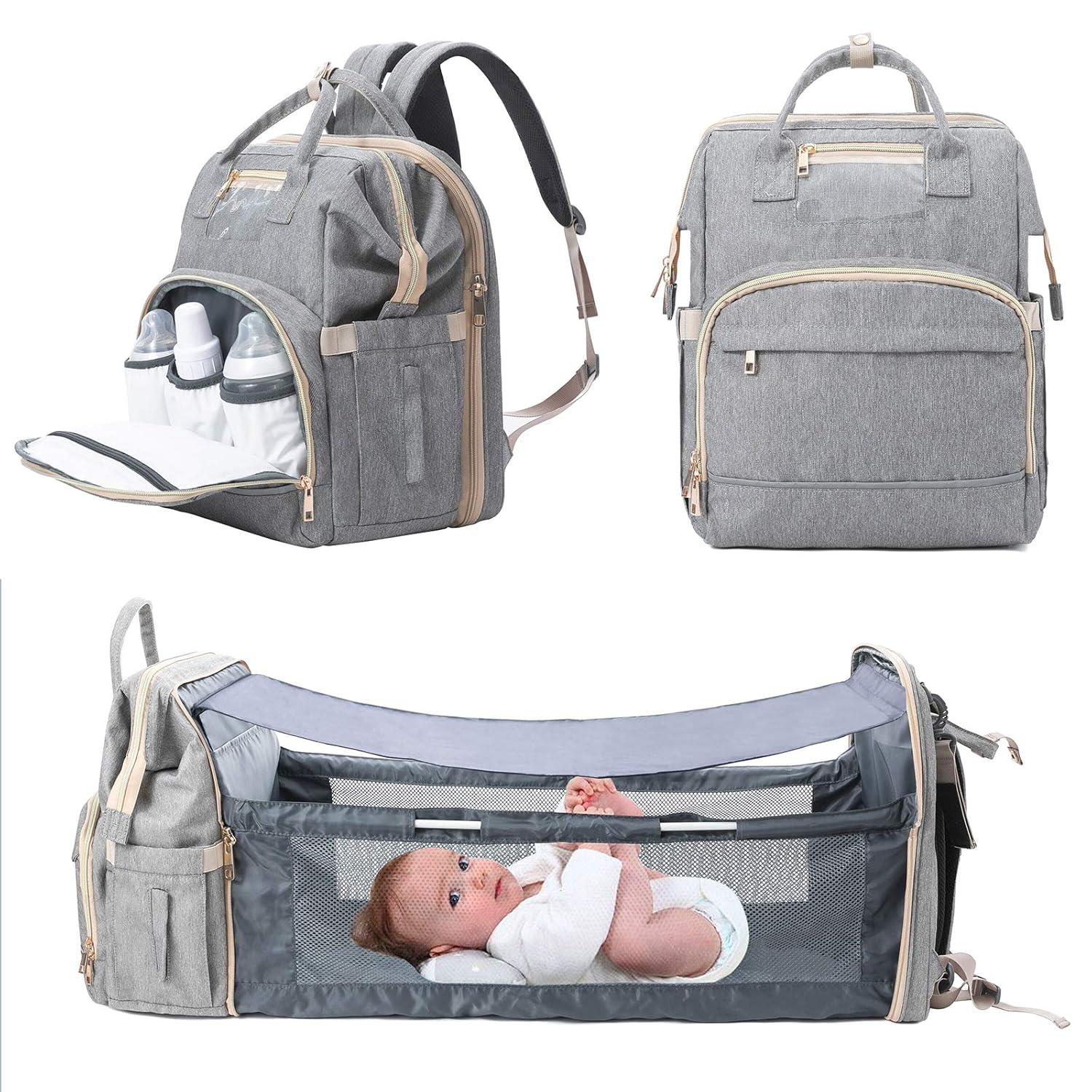 Waterproof 3 in 1 Foldable Baby Bed Backpack Portable