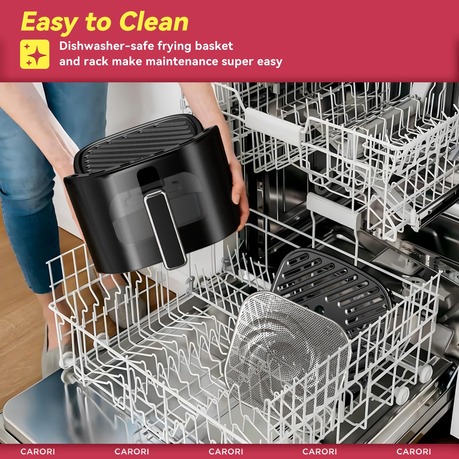 Freidora de aire 14 en 1 con ventana de visualización, gran capacidad de 6 cuartos, crujiente máxima de 392 ℉, freidora de aire sin filtración de doble calentamiento, hornear, asar, deshidratar, recalentar, comidas rápidas e incluso fáciles de 1700 W, canasta antiadherente apta para lavavajillas