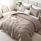 CozyLux Queen Comforter Set - 3 Pieces Khaki Soft Luxury Cationic Dyeing Queen Size Comforter for All Season, Breathable Lightweight Fluffy Bedding Sets with 1 Comforter and 2 Pillow Shams
