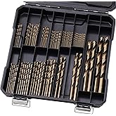 Sinyeenglon Cobalt Drill Bits Set for Hardened Metal and Stainless Steel, 101Pcs M35 High Speed Steel Twist Jobber Drill Bits