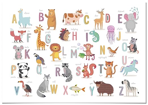 Panorama Poster Per Cameretta Del Bambini Alfabeto Animali 30x21cm Stampato Su Carta 250 Gr Stampe Da Parete Bambini Quadri Cameretta Bambini