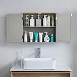 Bath Vida Priano 2 Door Mirrored Wall Cabinet Grey Oak Bathroom Storage view 8