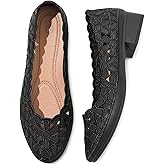 HEAWISH Women's Women’s Flats Shoes Ballet Flats for Women,Black Flats Floral Dress Shoes with Heel,Pu Leather Flats Shoes Women Dressy Comfortable Slip on Loafer