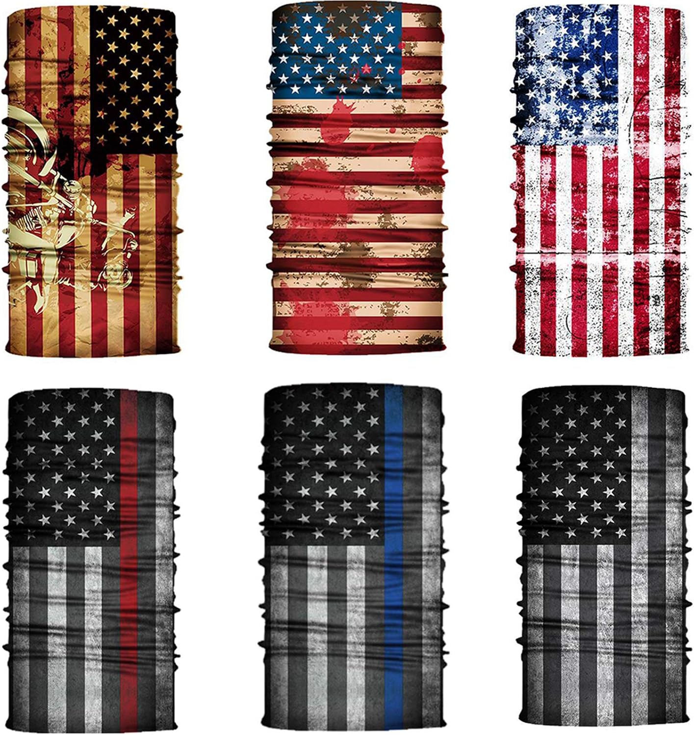 6 Pcs Bandana Face Mask Neck Gaiter, Scarf Headbands Balaclava Headwear Tube Windproof Seamless Face Cover: Clothing