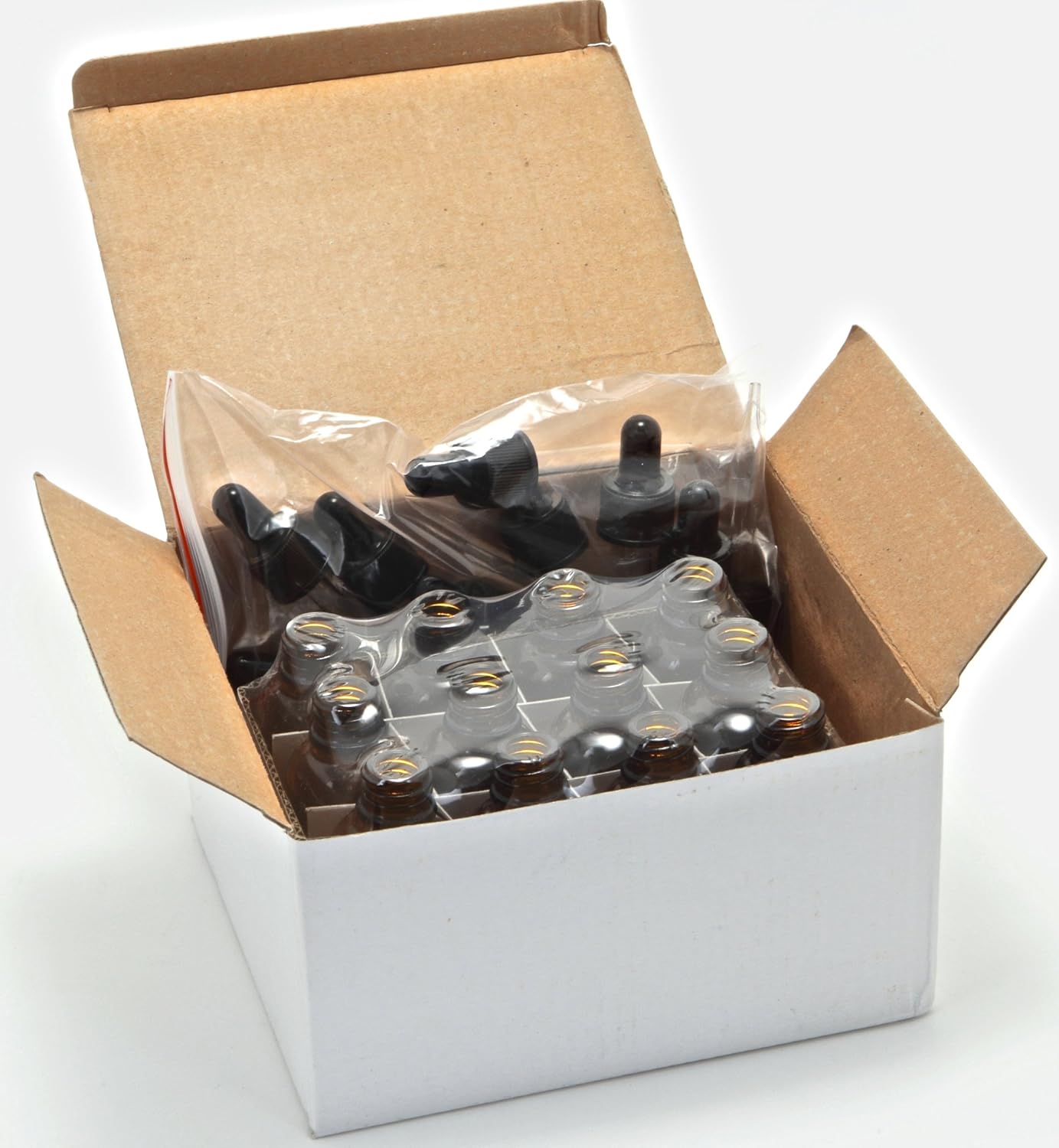 12, Amber, 1 oz Glass Bottles, with Glass Eye Droppers: Industrial & Scientific