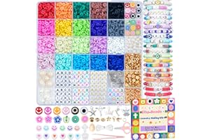 BestNow Clay Beads Bracelet Making Kit for Beginner 5000 Pcs Preppy Polymer Clay Beads with 3 types Letter beads Charms Kit for Jewelry Making DIY Arts and Crafts Birthday Gifts Toys for Kids Age 6-13