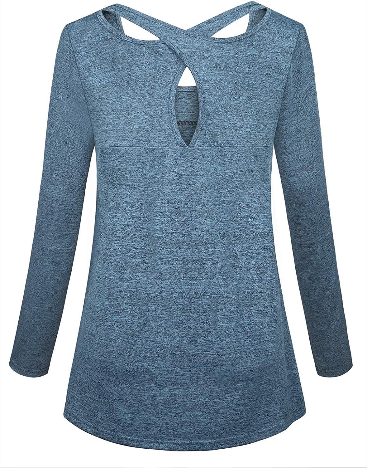 Cucuchy Womens Yoga Tops Casual Flowy Long Sleeve Criss Cross Back Workout Shirts: Clothing
