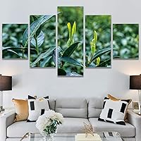 SIGNWIN 5 Panel Canvas Wall Art Modern Art Decorative Elements Expressive Leaves Multicolor Patterns Photography for Home Decorations Ready to Hang - 60